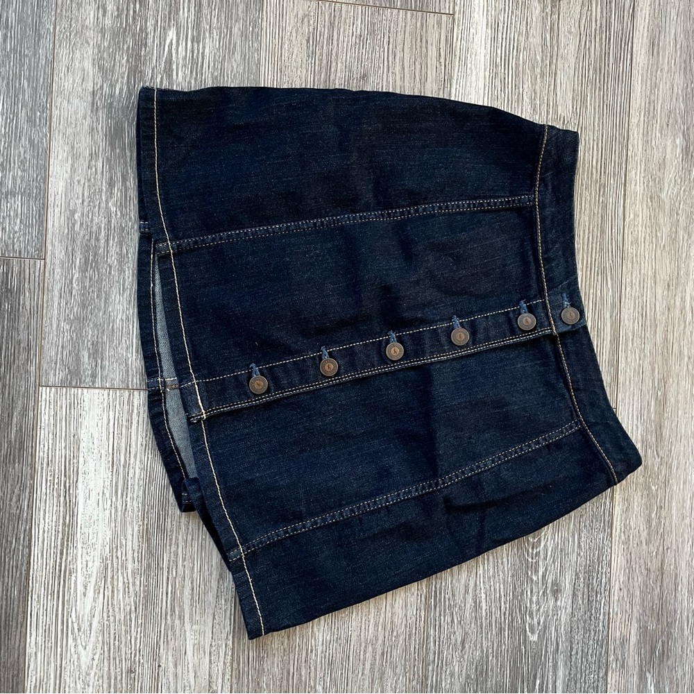 Hollister Dark Blue Denim Skirt with Button Detail